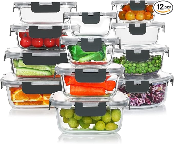 komuee airtight glass meal prep containers