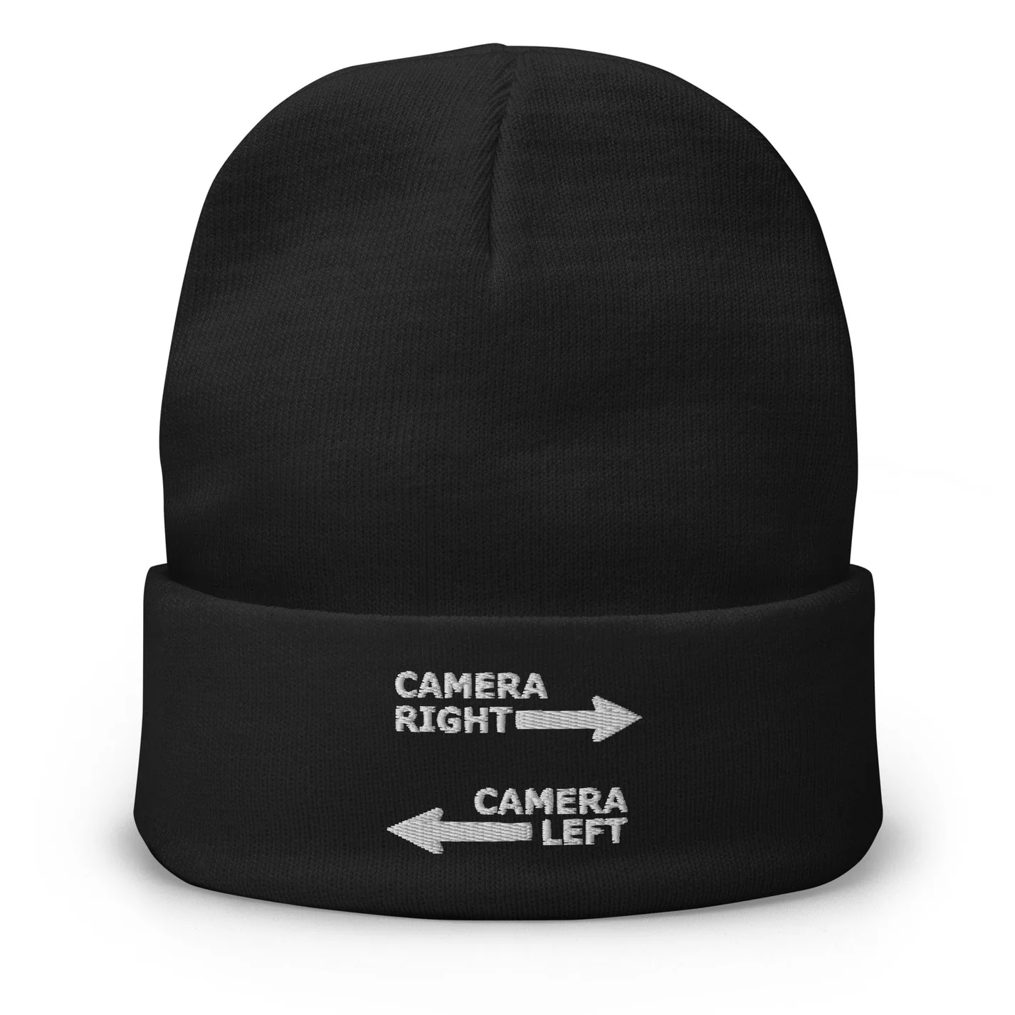 camera right camera left beanie
